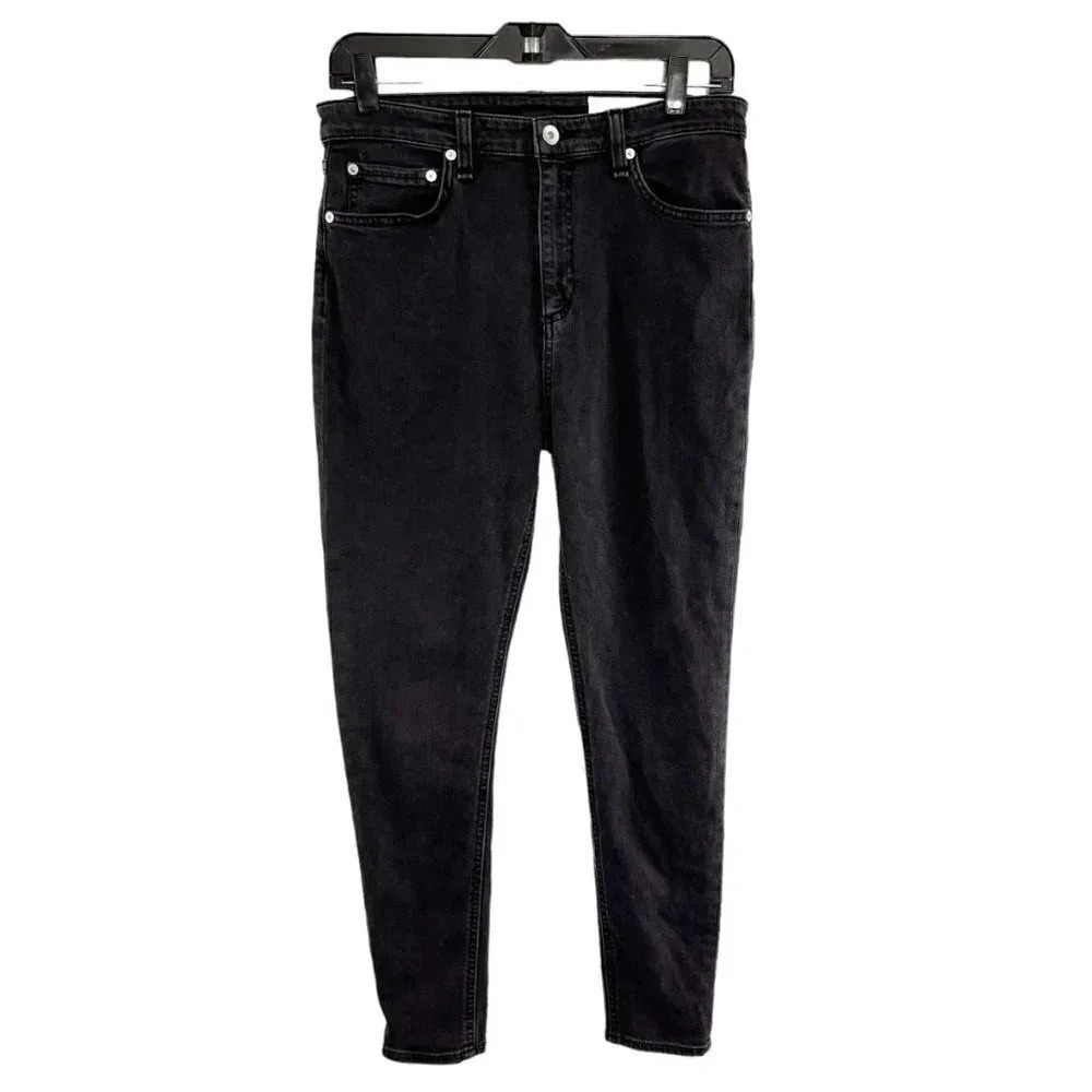 Rag & Bone Faded Black Nina High Rise Ankle Skinny Jeans Women's Waist Size 29